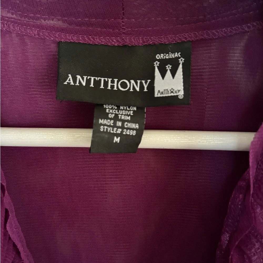 Sold- Antthony Purple Sheer Ruffles Cardigan - Picture 6 of 9